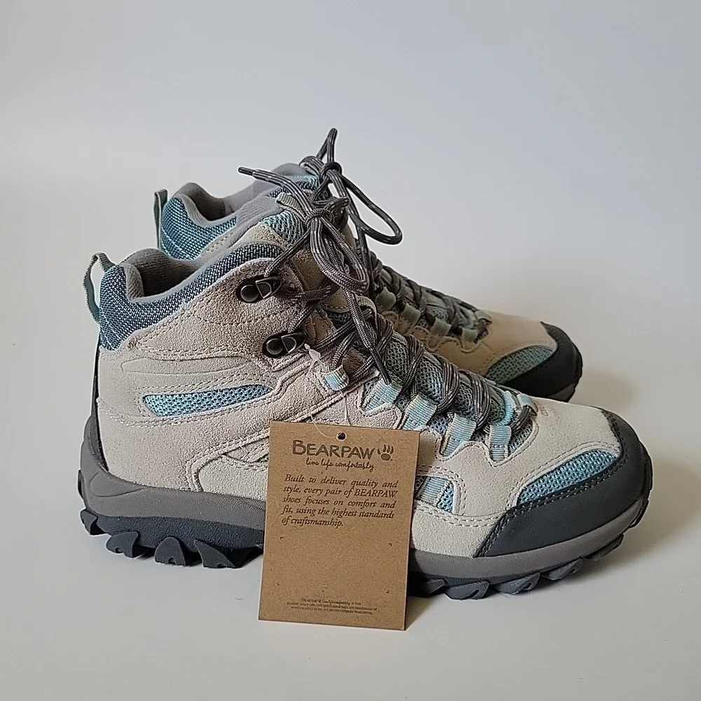 Bearpaw Ridgewood Mid Hiking Boots 9M Lunar Rock Suede Casual Outdoor Waterproof